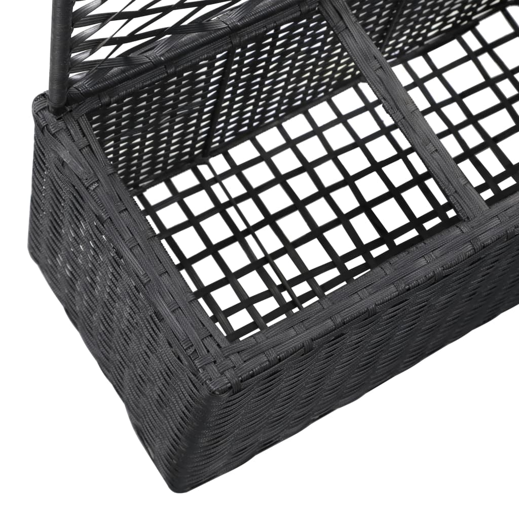 Hochbeet mit Rankgitter 3 Töpfe 83×30×130cm Poly Rattan Schwarz