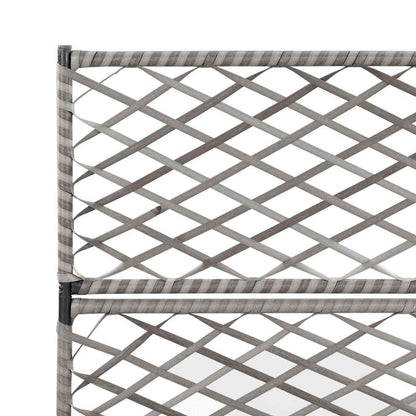 Hochbeet mit Rankgitter 3 Töpfe 83×30×130cm Poly Rattan Grau