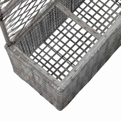 Hochbeet mit Rankgitter 3 Töpfe 83×30×130cm Poly Rattan Grau
