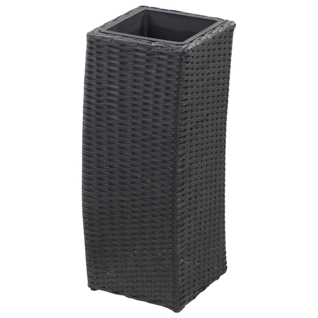 Garten-Hochbeete 3-tlg. Poly Rattan Schwarz