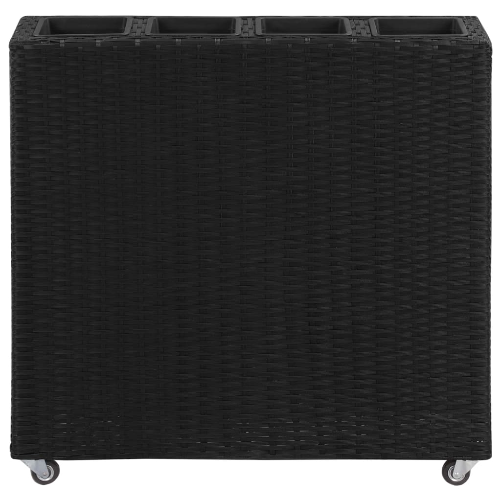 Garden raised bed with 4 pots 80x22x79 cm poly rattan black