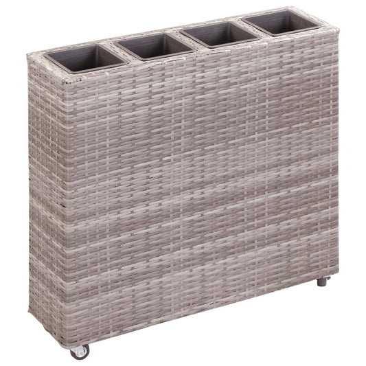 Garten-Hochbeet mit 4 Töpfen 80x22x79 cm Poly Rattan Grau