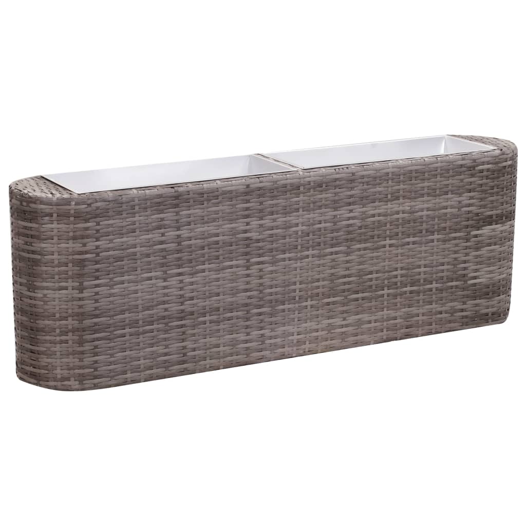 Garden raised bed 120x24x40cm poly rattan grey