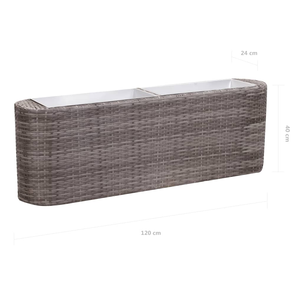 Garden raised bed 120x24x40cm poly rattan grey