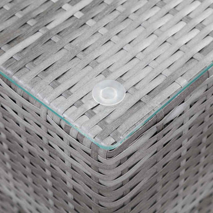 Beistelltische 3 Stk. mit Glasplatte Grau Poly Rattan