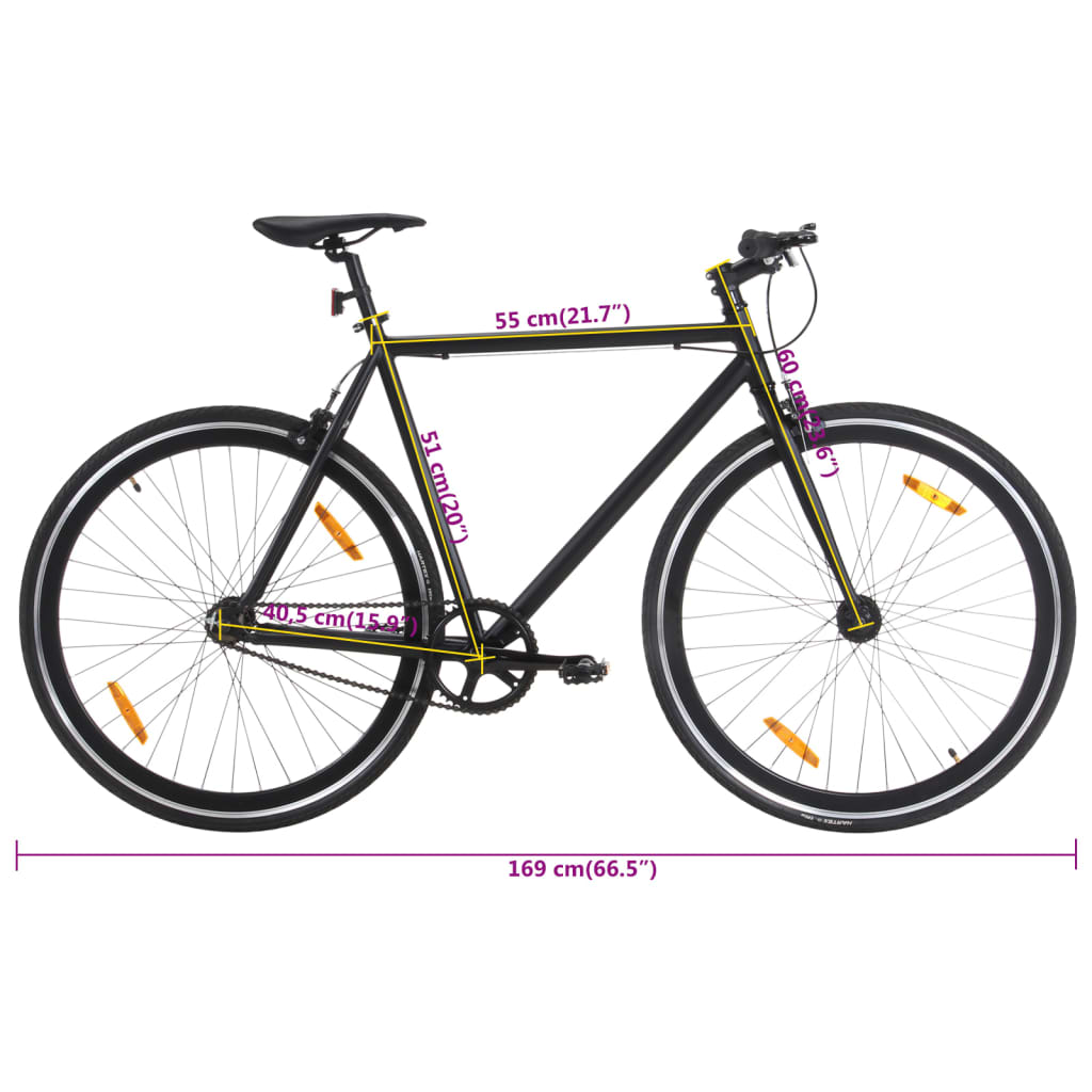 Vélo à Pignon Fixe Noir 700c 51 cm