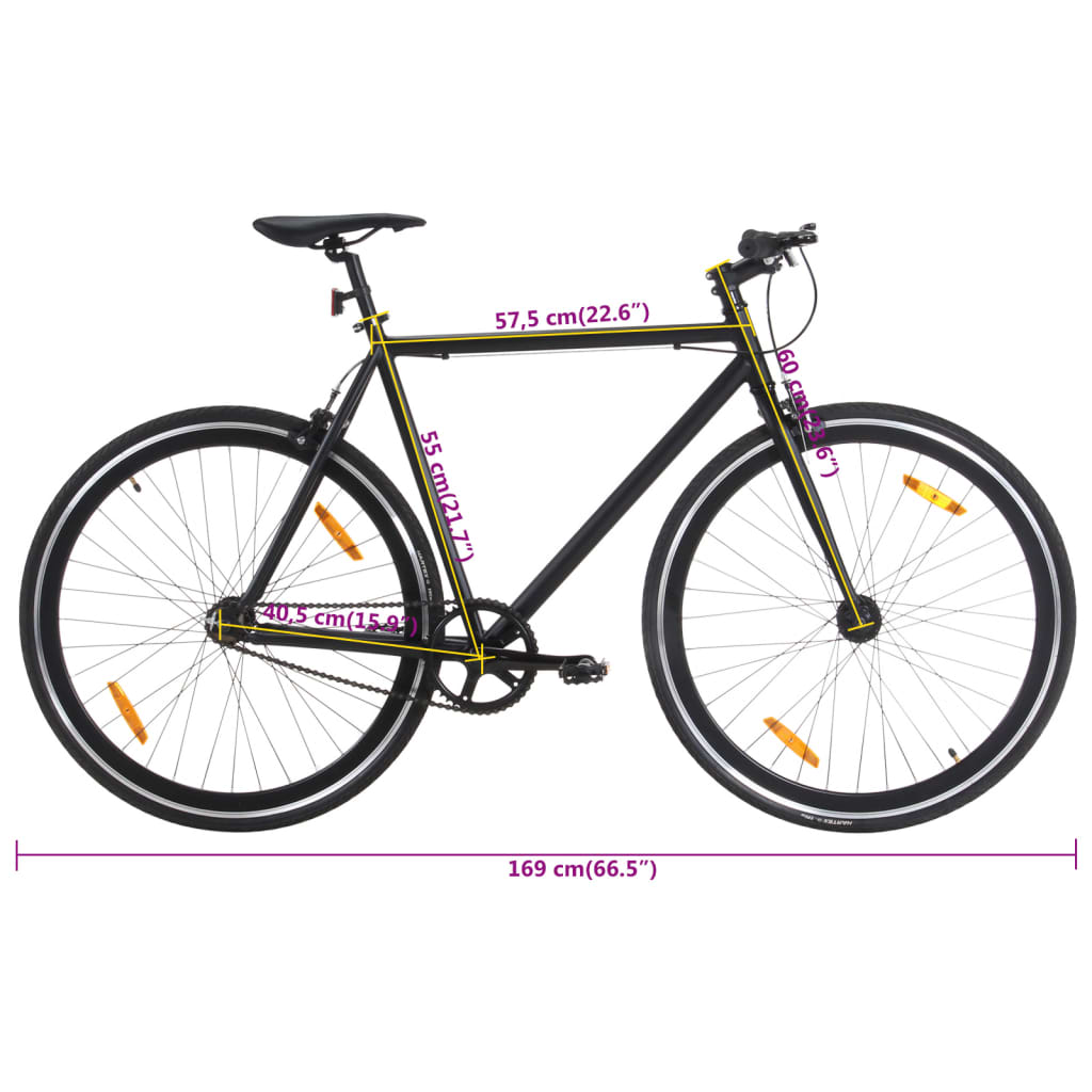 Vélo à pignon fixe noir 700c 55 cm