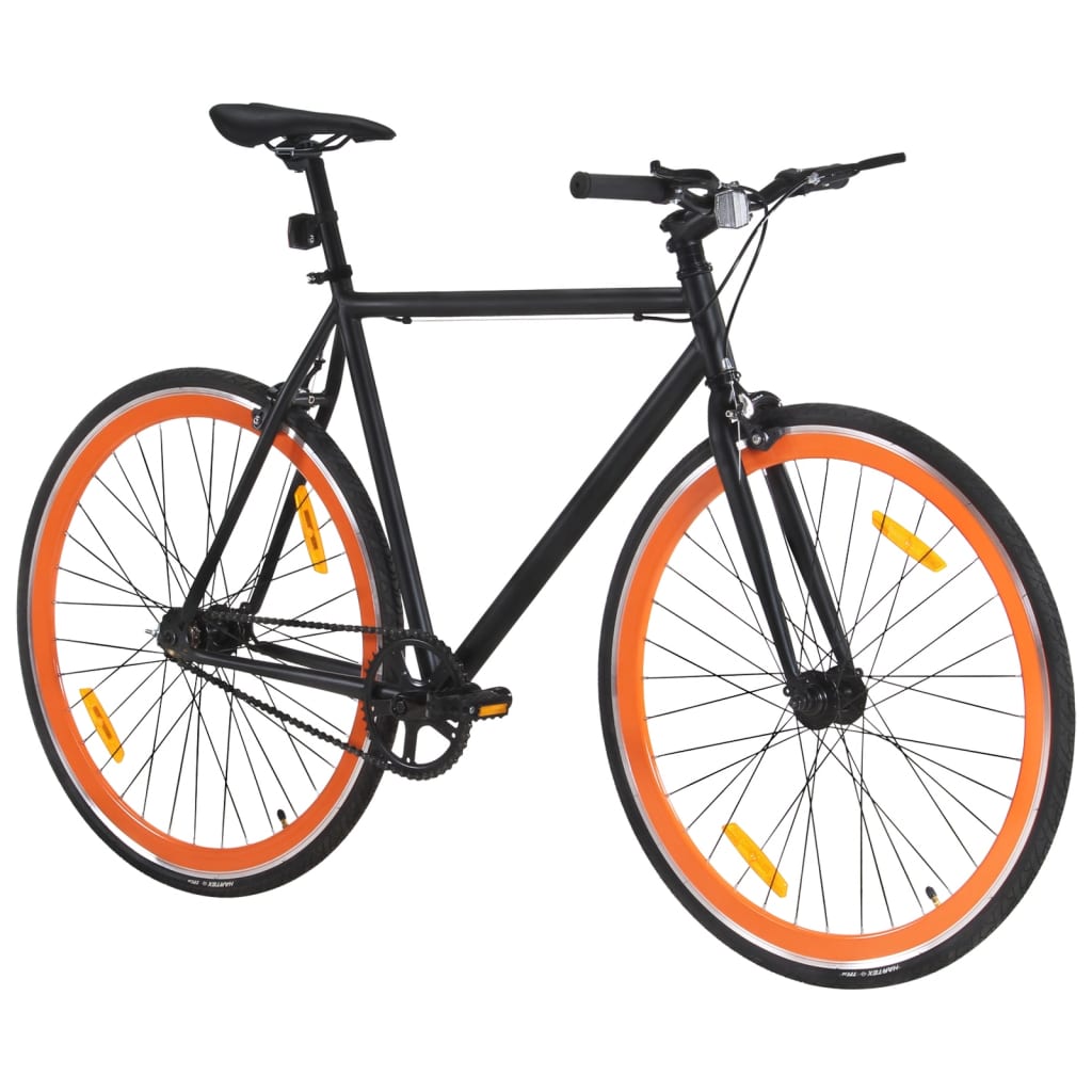 Fahrrad mit Festem Gang Schwarz und Orange 700c 51 cm