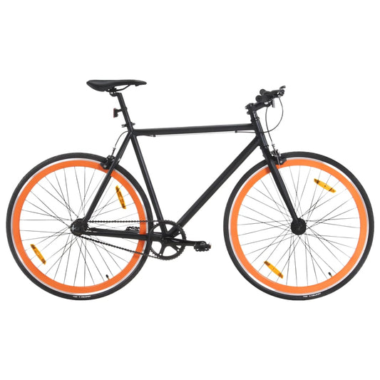 Fahrrad mit Festem Gang Schwarz und Orange 700c 59 cm