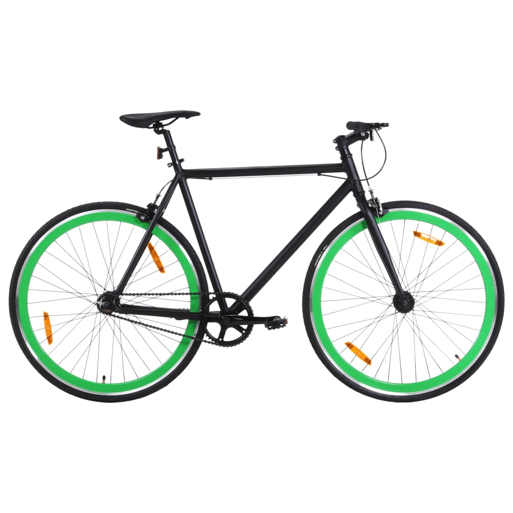 Vélo à pignon fixe noir et vert 700c 51 cm