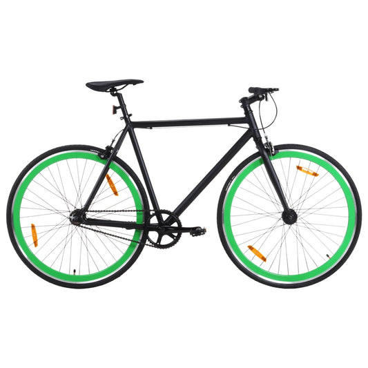 Vélo à pignon fixe noir et vert 700c 55 cm