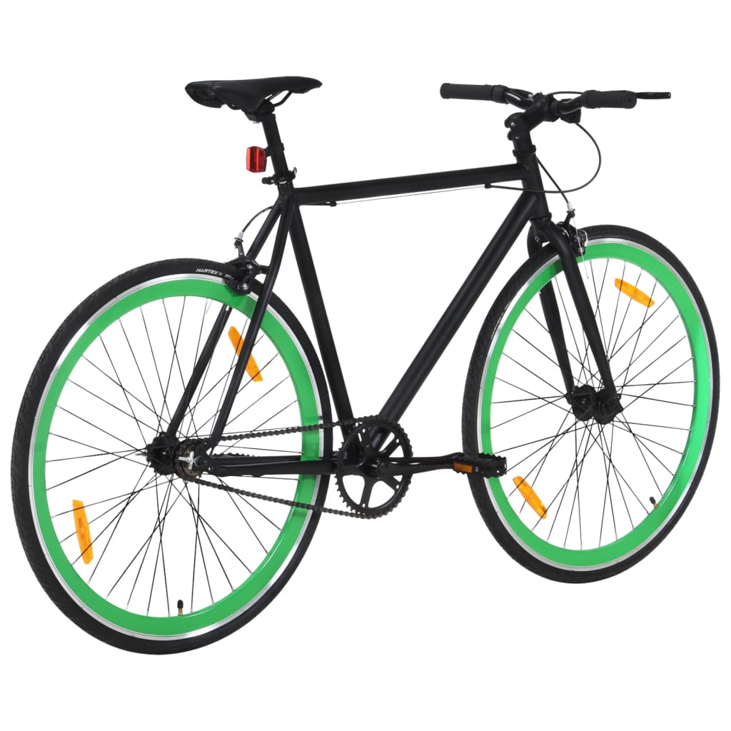 Vélo à pignon fixe noir et vert 700c 55 cm