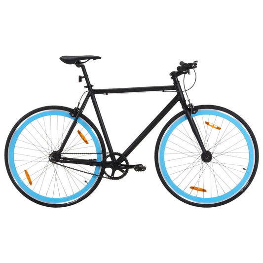 Vélo à pignon fixe noir et bleu 700c 55 cm