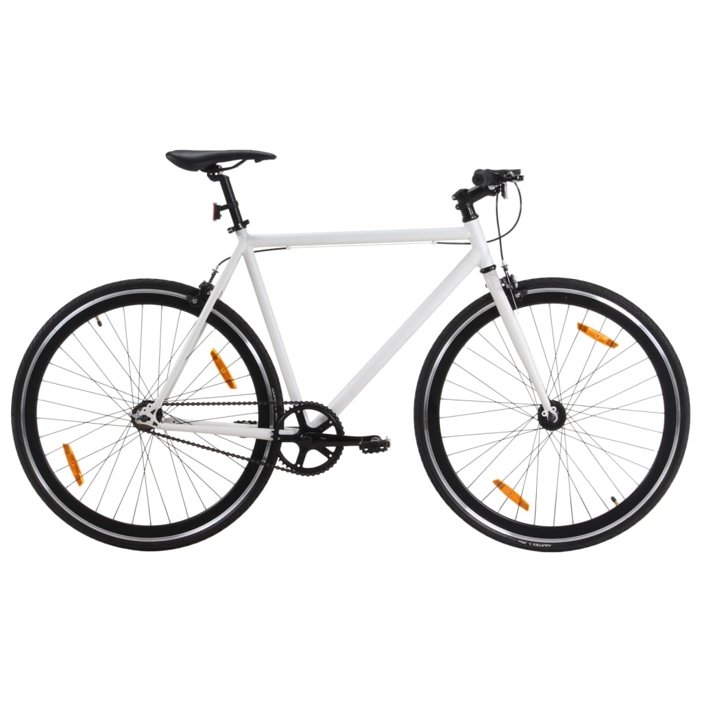 Vélo à Pignon Fixe Blanc et Noir 700c 51 cm