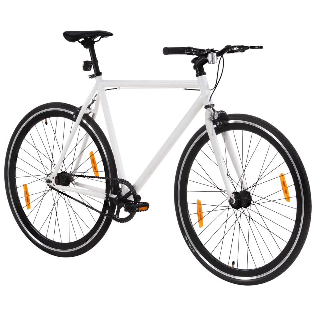 Vélo à Pignon Fixe Blanc et Noir 700c 51 cm