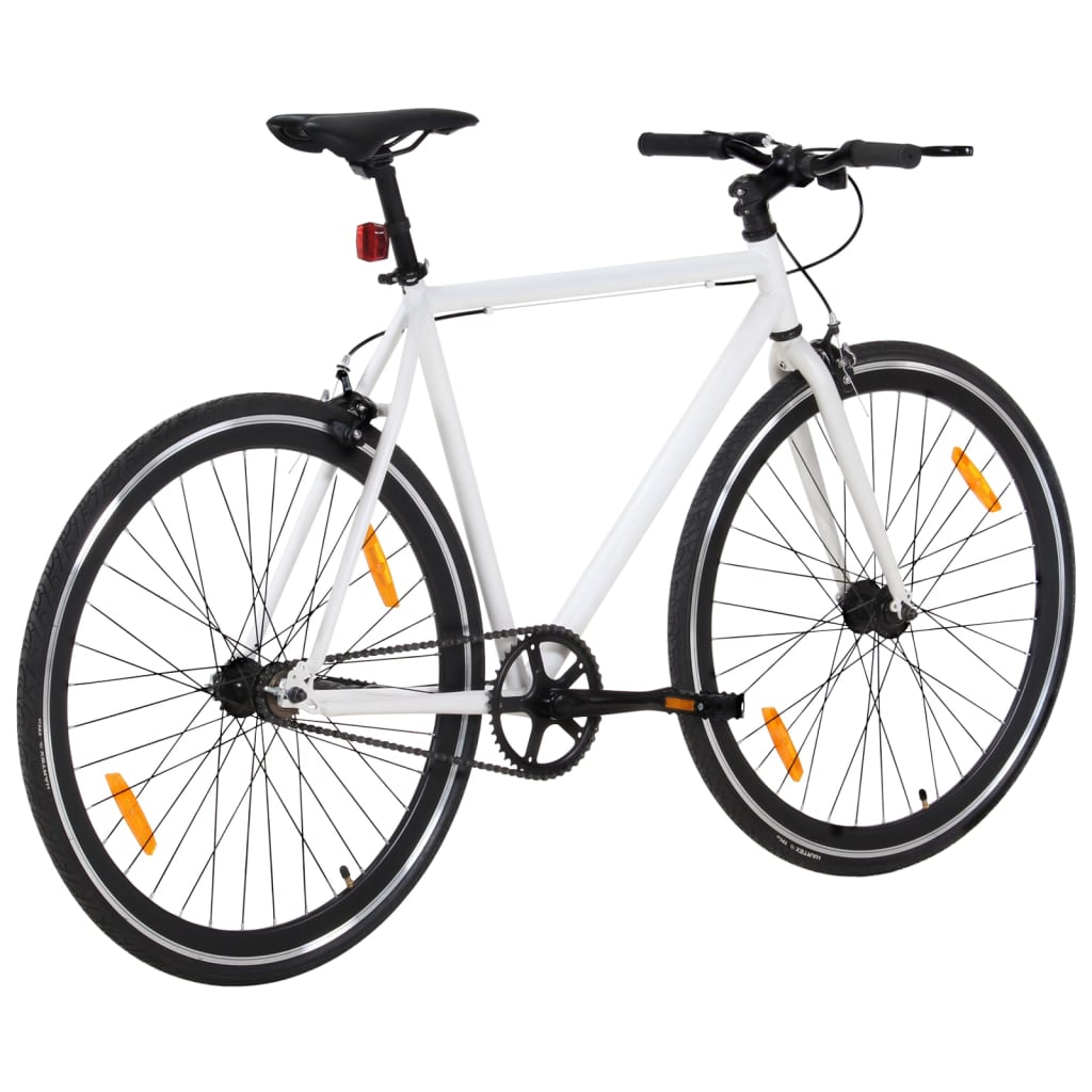 Vélo à Pignon Fixe Blanc et Noir 700c 51 cm