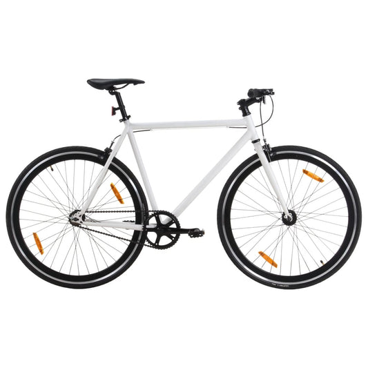 Vélo à Pignon Fixe Blanc et Noir 700c 59 cm