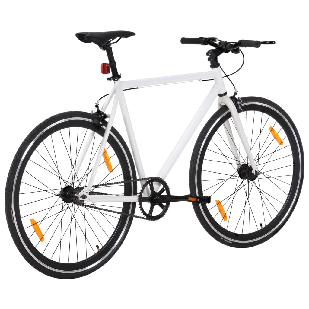 Vélo à Pignon Fixe Blanc et Noir 700c 59 cm