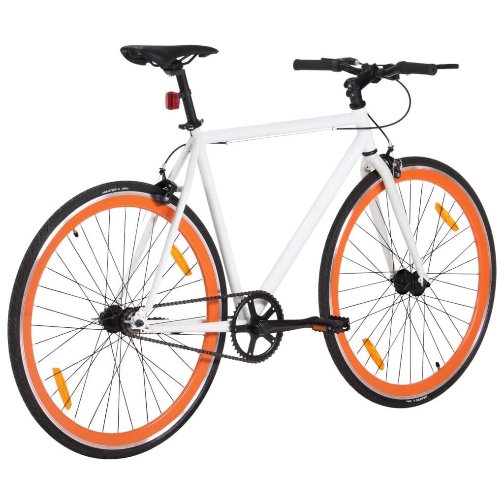 Vélo à pignon fixe blanc et orange 700c 51 cm