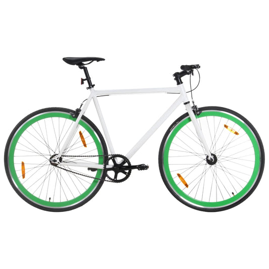 Vélo à Pignon Fixe Blanc et Vert 700c 51 cm