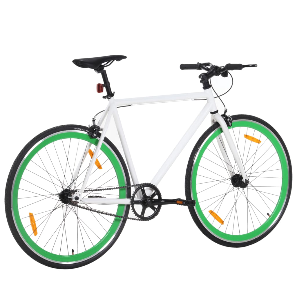 Vélo à pignon fixe blanc et vert 700c 55 cm