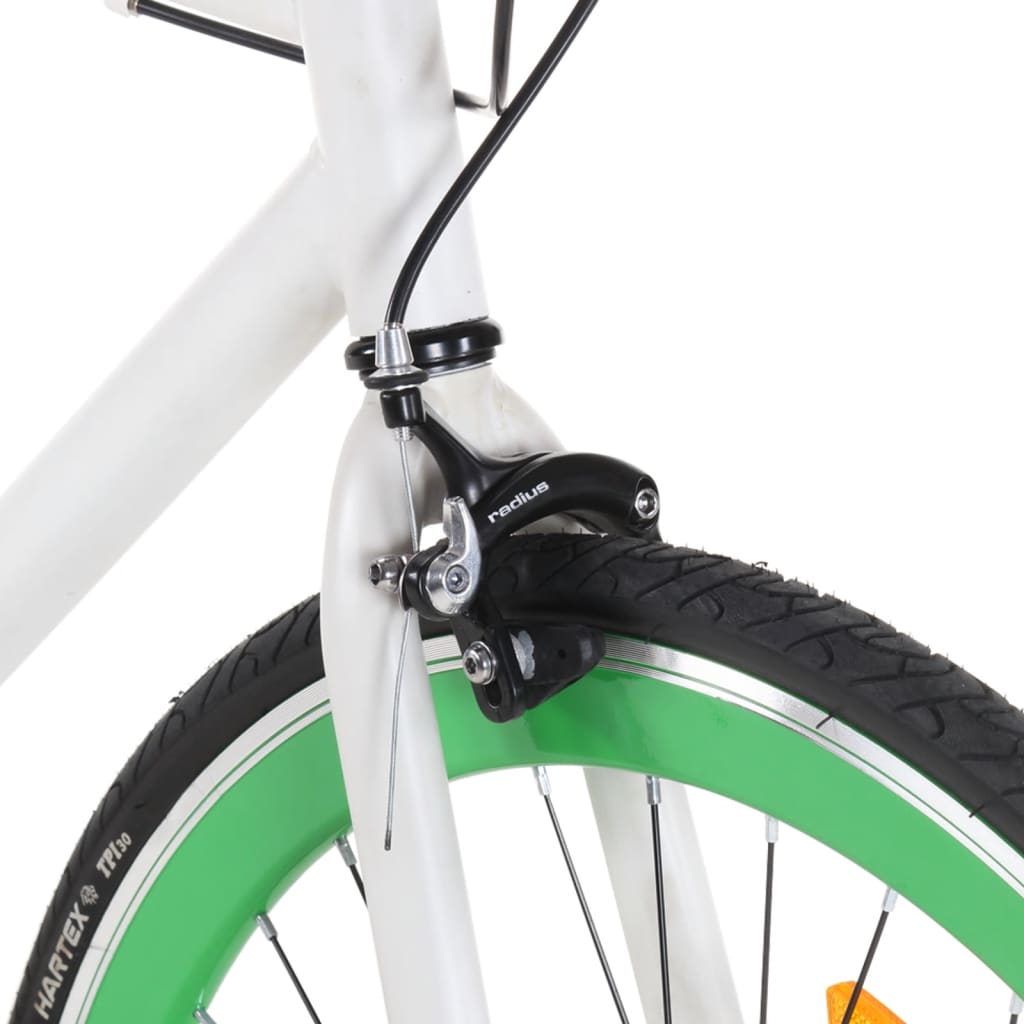 Vélo à pignon fixe blanc et vert 700c 55 cm