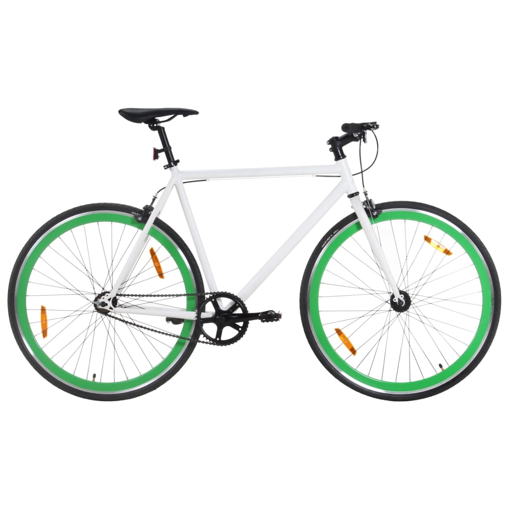 Vélo à Pignon Fixe Blanc et Vert 700c 59 cm