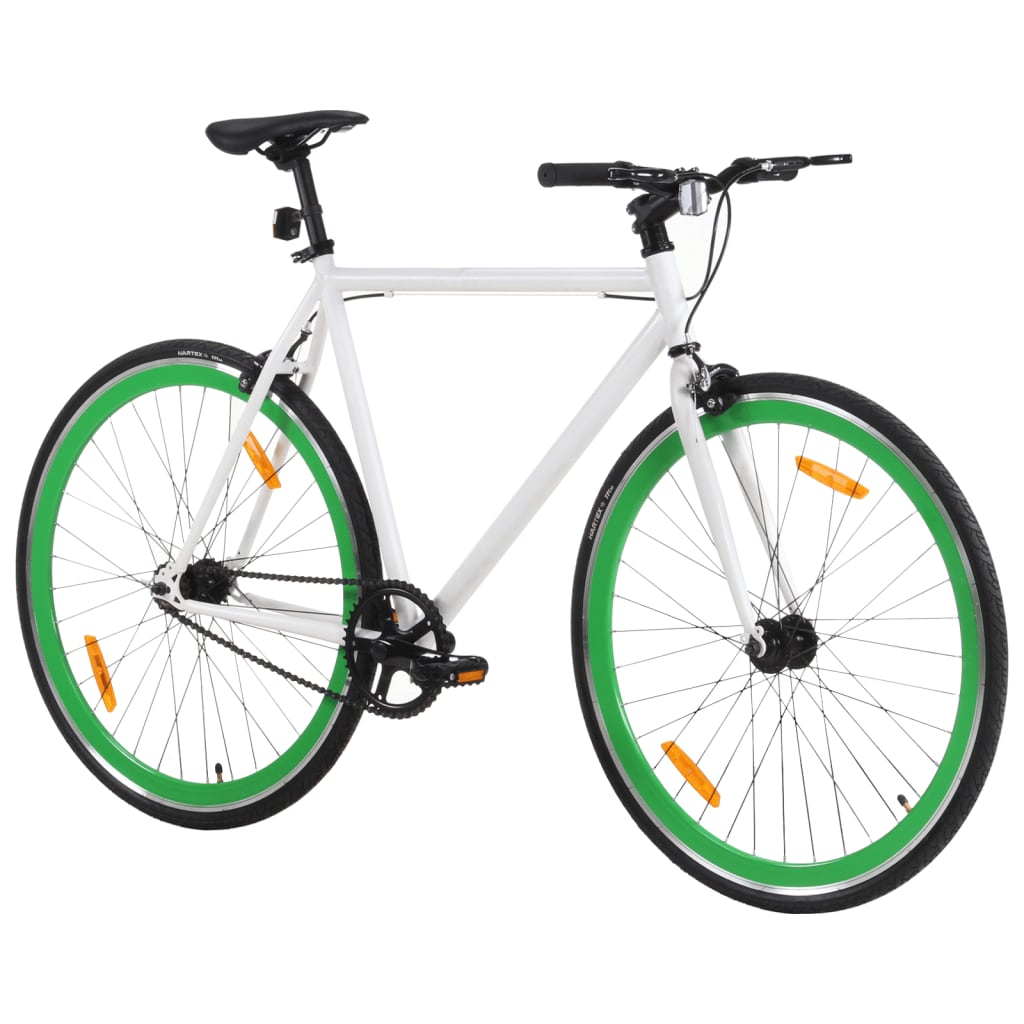 Vélo à Pignon Fixe Blanc et Vert 700c 59 cm