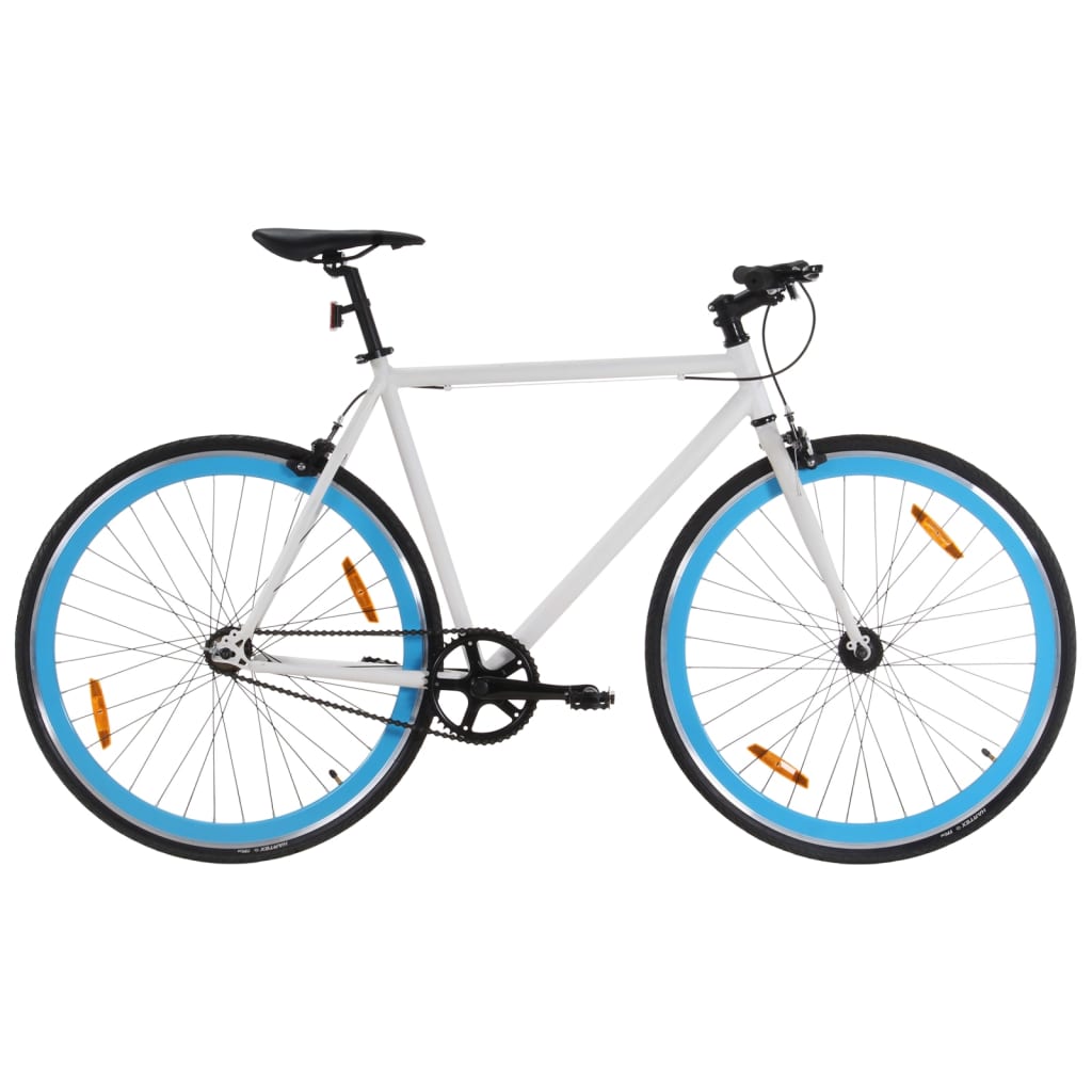 Vélo à Pignon Fixe Blanc et Bleu 700c 51 cm