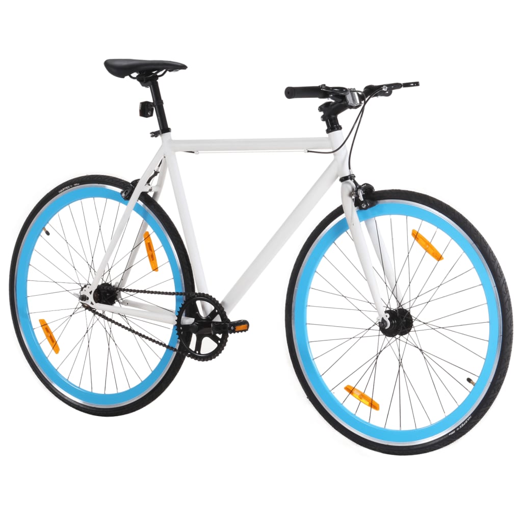 Vélo à Pignon Fixe Blanc et Bleu 700c 51 cm