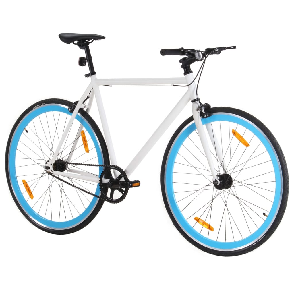 Vélo à pignon fixe blanc et bleu 700c 59 cm