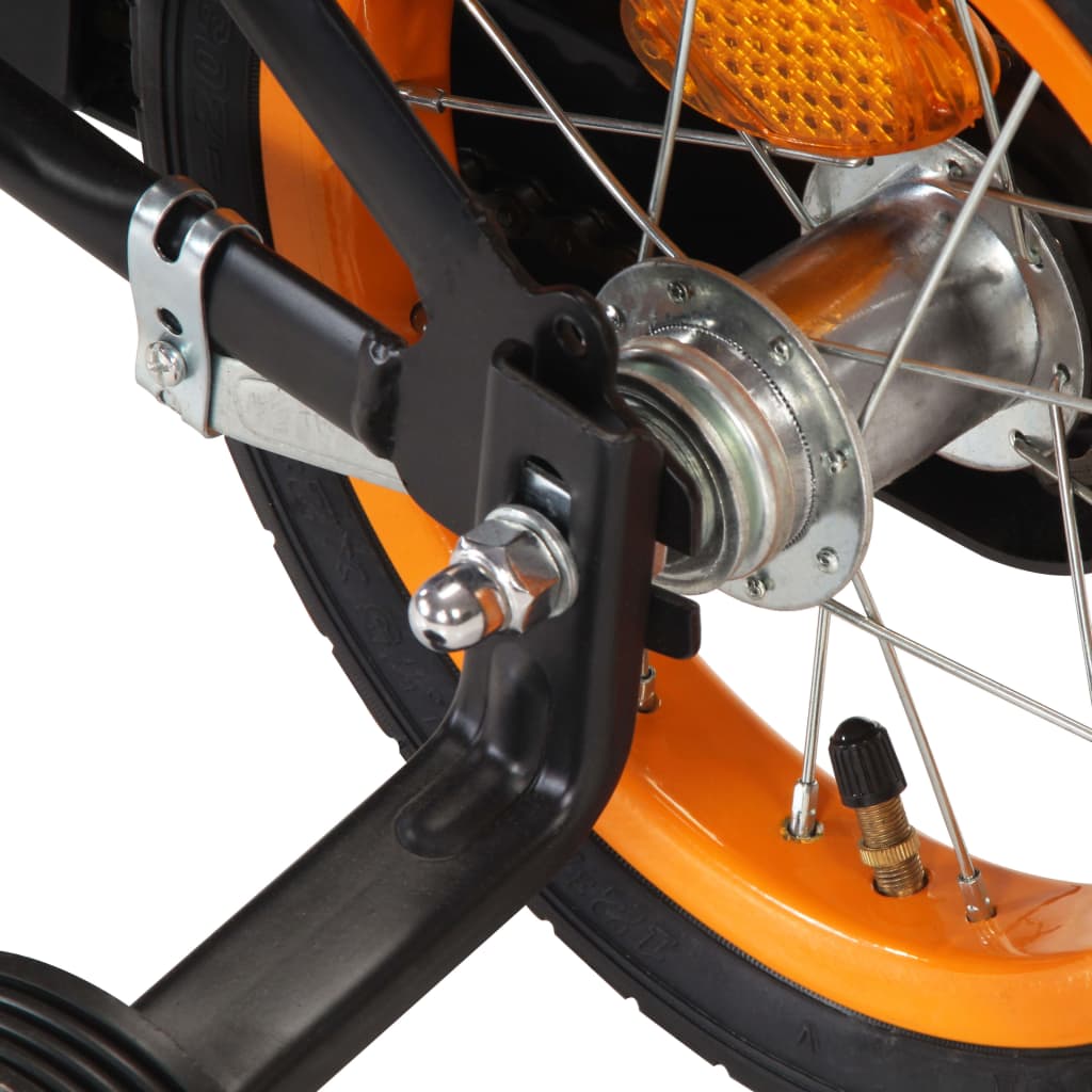 Kinderfahrrad mit Frontgepäckträger 14 Zoll Schwarz und Orange