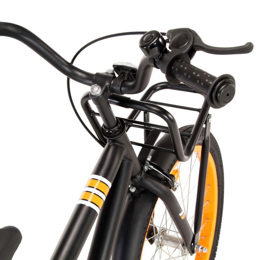 Kinderfahrrad mit Frontgepäckträger 18 Zoll Schwarz und Orange