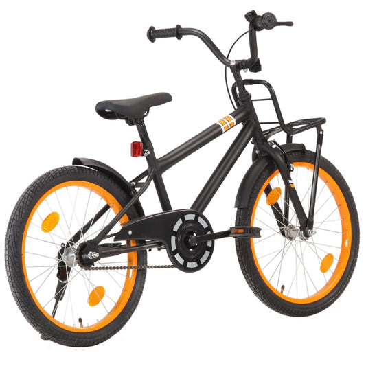 Kinderfahrrad mit Frontgepäckträger 20 Zoll Schwarz und Orange