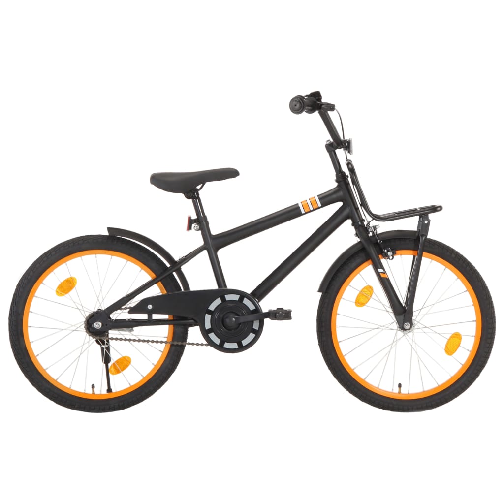 Kinderfahrrad mit Frontgepäckträger 20 Zoll Schwarz und Orange