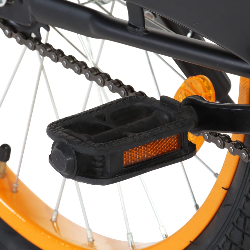 Kinderfahrrad mit Frontgepäckträger 20 Zoll Schwarz und Orange