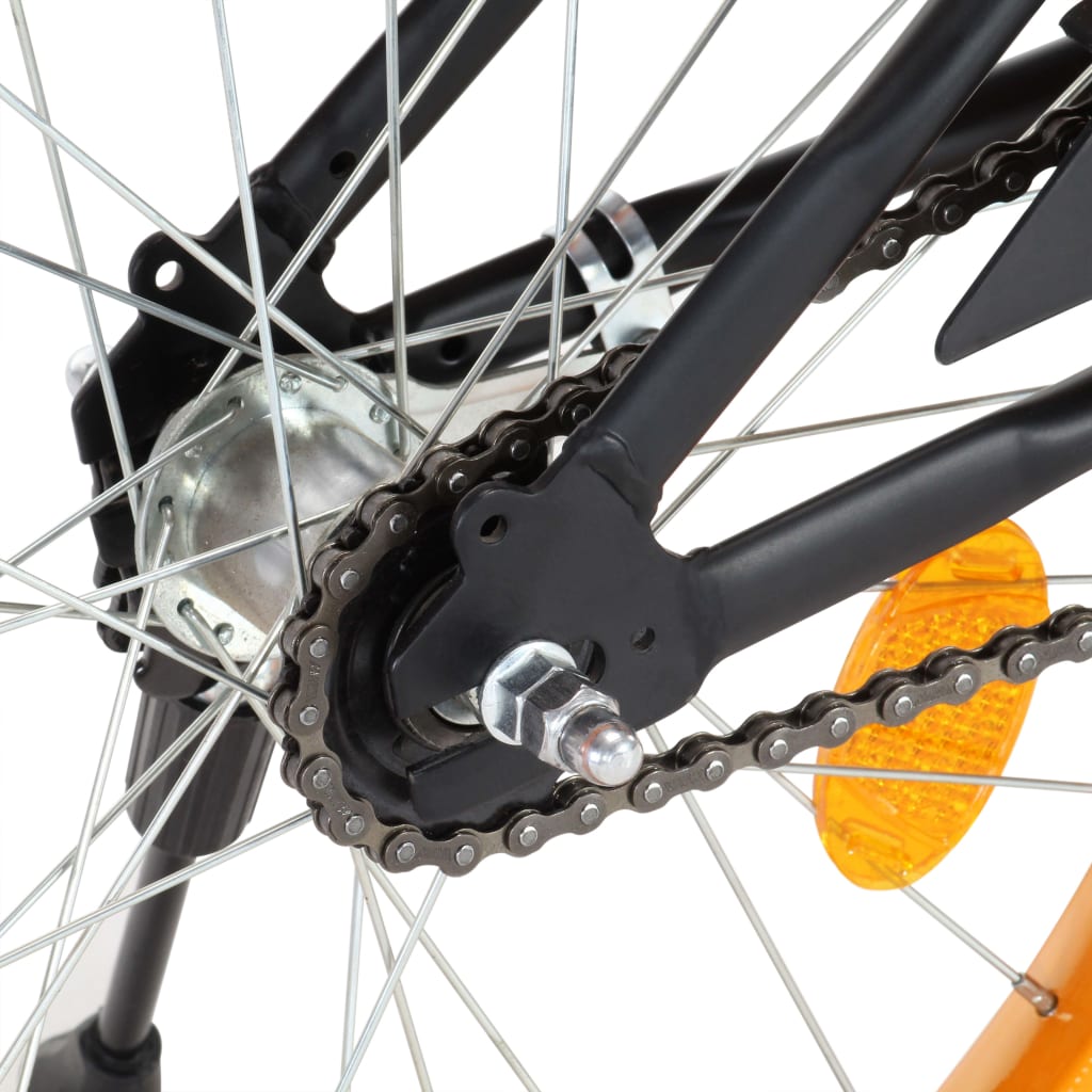 Kinderfahrrad mit Frontgepäckträger 20 Zoll Schwarz und Orange
