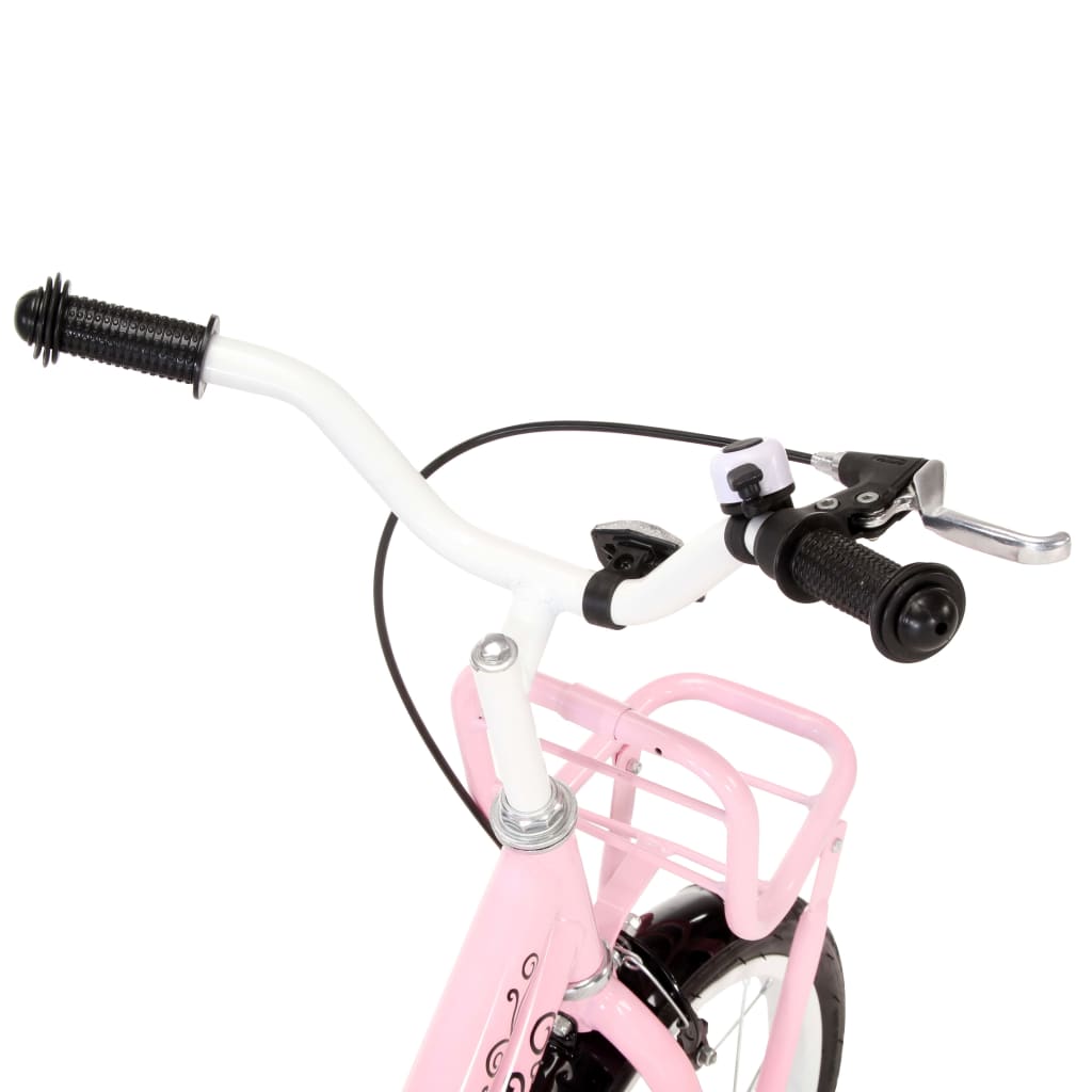 Kinderfahrrad mit Frontgepäckträger 16 Zoll Weiß und Rosa