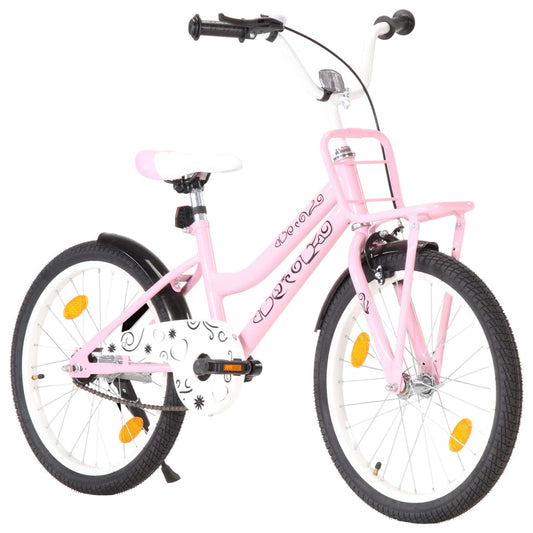 Kinderfahrrad mit Frontgepäckträger 20 Zoll Rosa und Schwarz