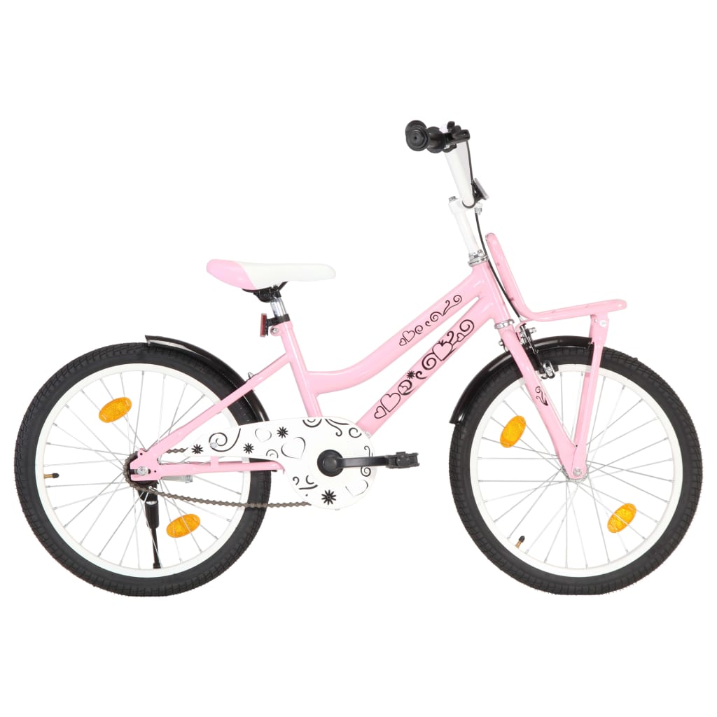 Kinderfahrrad mit Frontgepäckträger 20 Zoll Rosa und Schwarz
