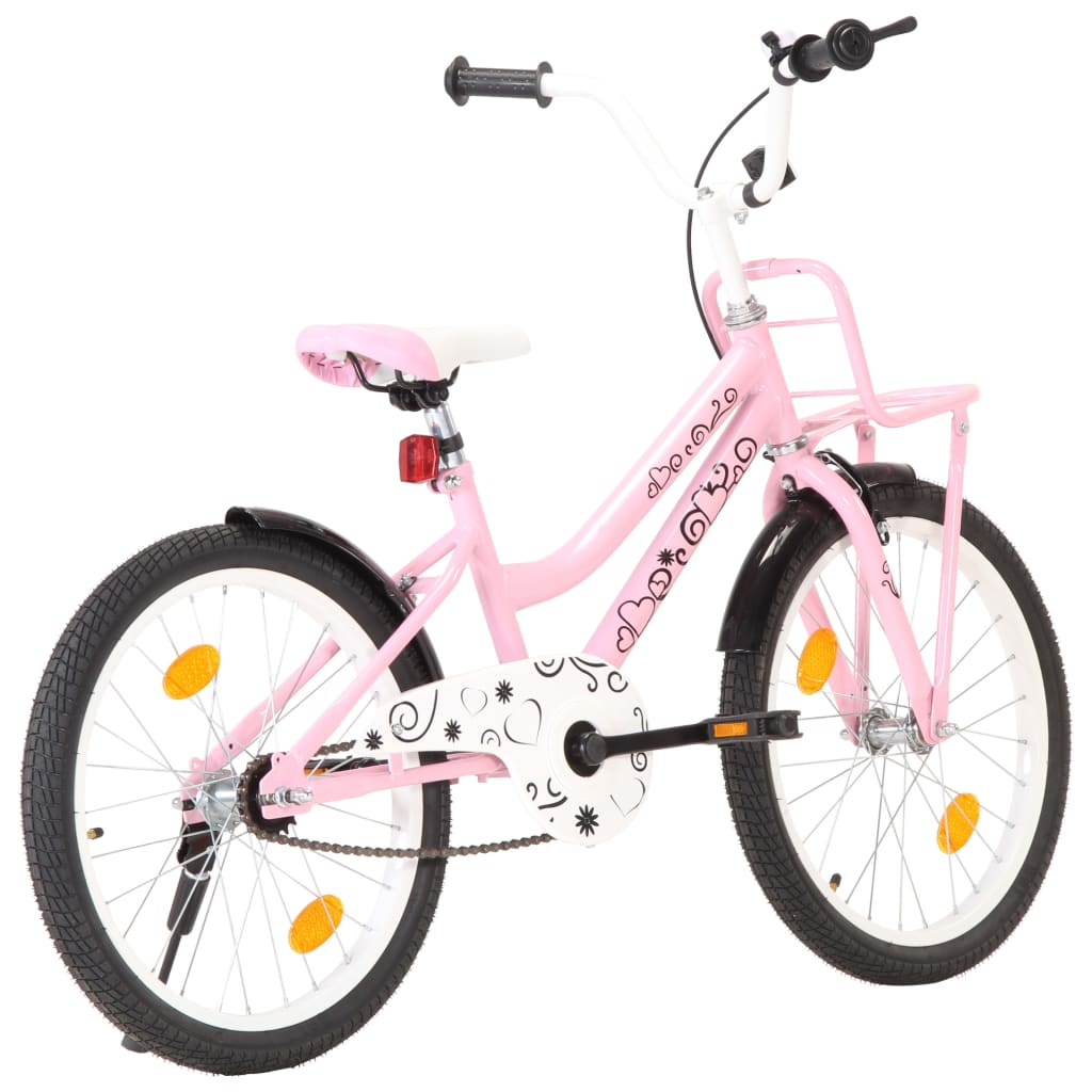 Kinderfahrrad mit Frontgepäckträger 20 Zoll Rosa und Schwarz