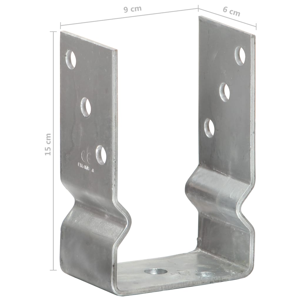 Pfostenträger 12 Stk. Silbern 9×6×15 cm Verzinkter Stahl