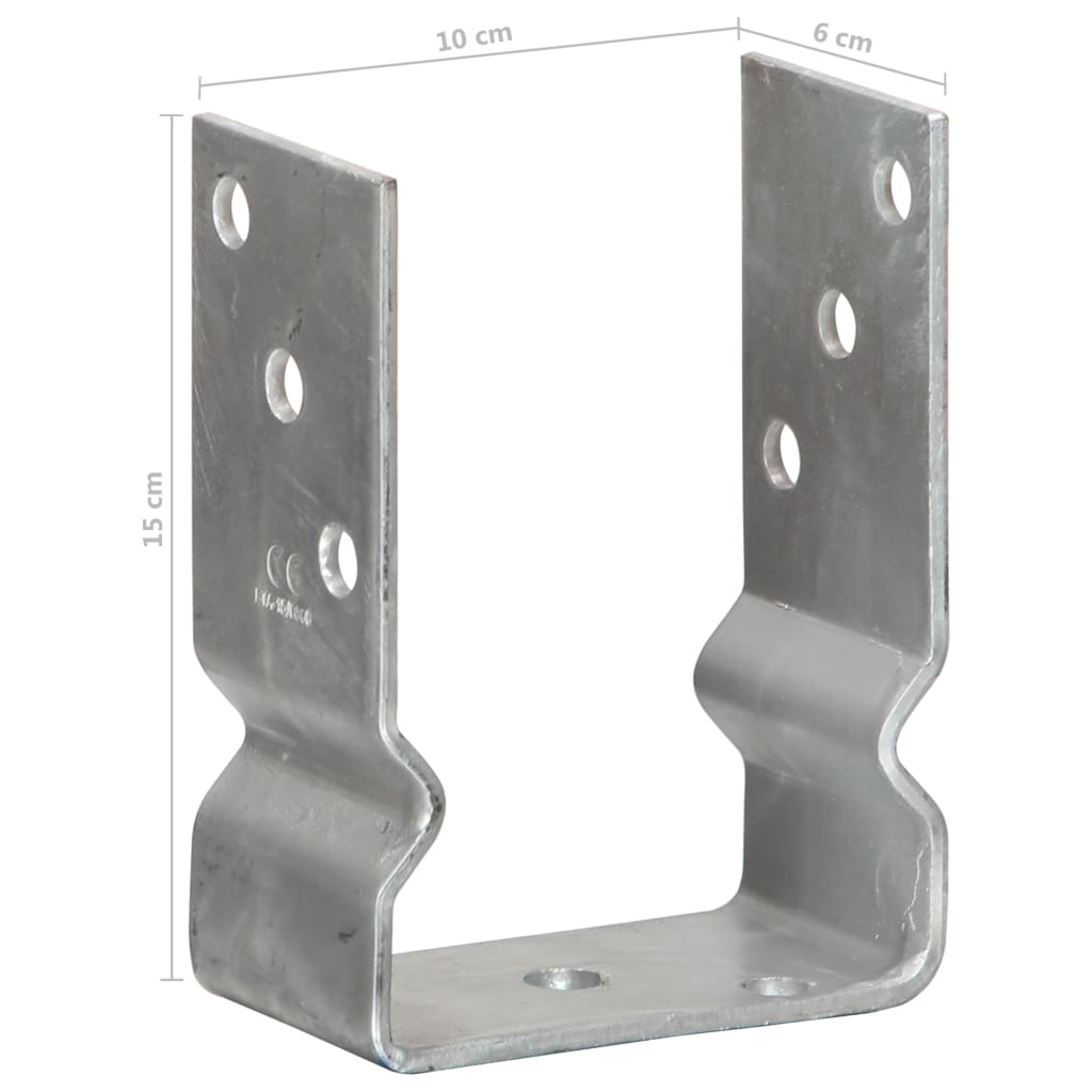 Pfostenträger 6 Stk. Silbern 10×6×15 cm Verzinkter Stahl