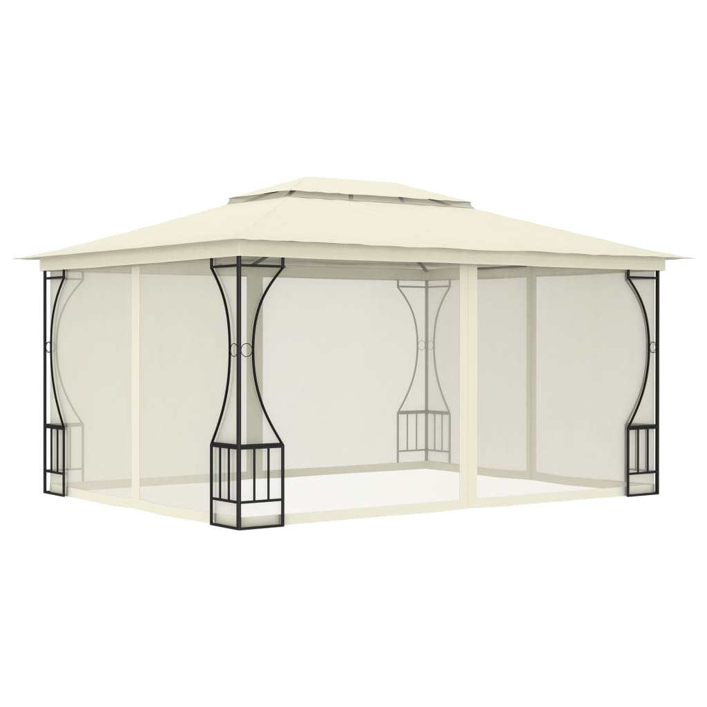 Gazebo avec filet 300x400x265 cm crème