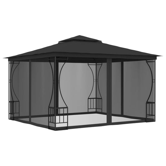 Pavillon mit Netz 300x300x265 cm Anthrazit