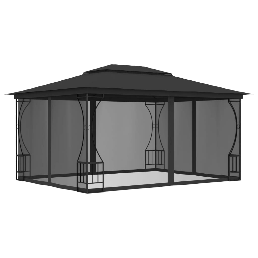 Pavillon mit Netz 300x400x265 cm Anthrazit