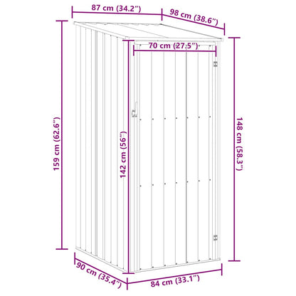 Gerätehaus Grau 87x98x159 cm Verzinkter Stahl