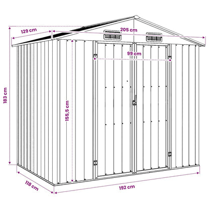Gerätehaus Anthrazit 205x129x183 cm Verzinkter Stahl