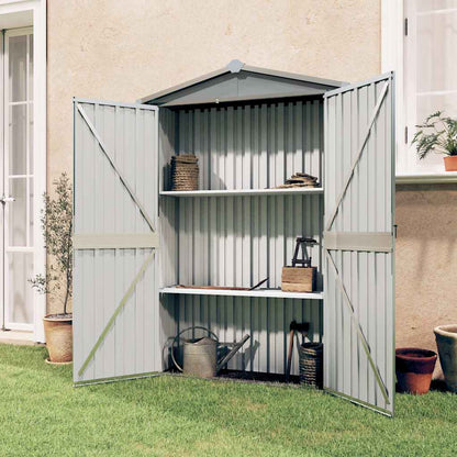 Gerätehaus Grau 116x45x175 cm Verzinkter Stahl