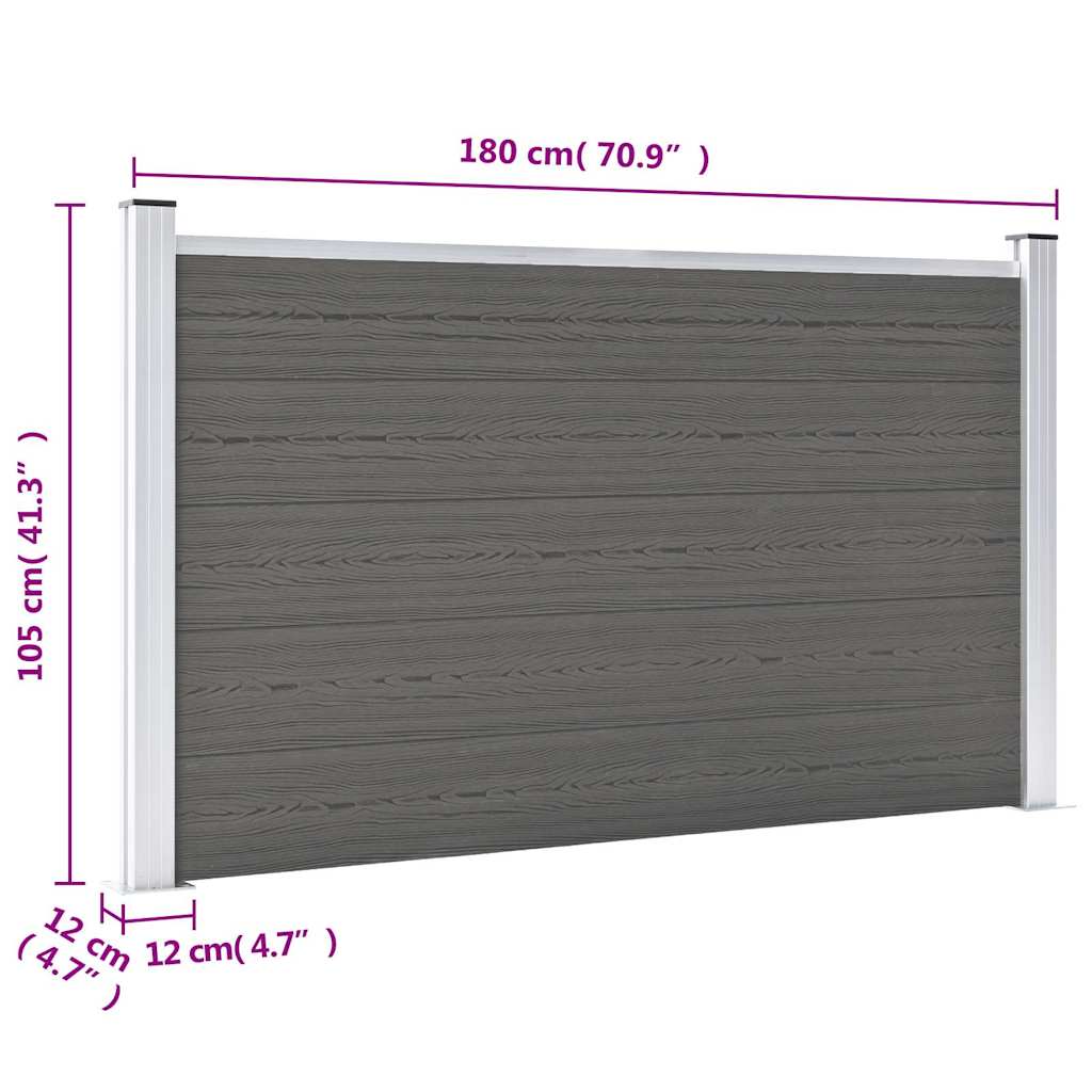Gartenzaun WPC 180×105 cm Grau